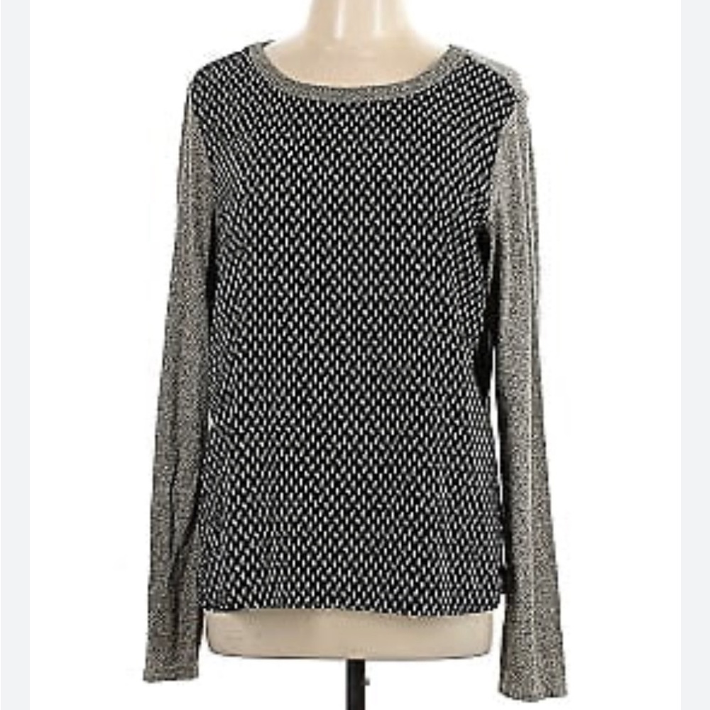 Le Lis StitchFix Gray Black Lightweight Sweater Diamond Pattern Casual Sz Large